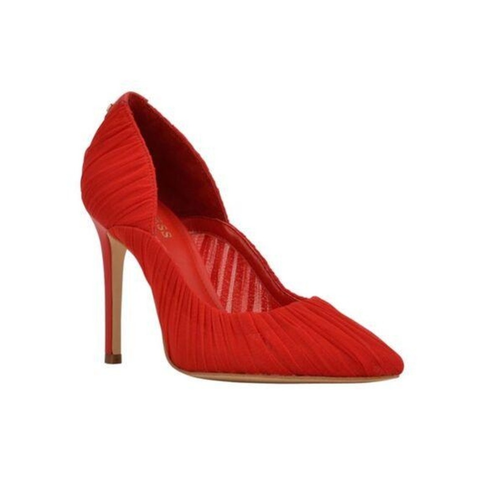 $149 Guess Red‎ Pointed Toe Stiletto Ruched high heel hoes Size 9.5M Gabby2 Pump